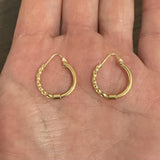 18k Yellow Gold Half Spiral Half Polished Small Hoop Earrings Italy