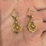 18k Yellow Gold 3.8g Vintage Drop Dangle Ball Earrings Italy 1.5"
