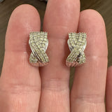 14k White Gold and 1cttw Yellow Diamond Ribbon Huggie Earrings