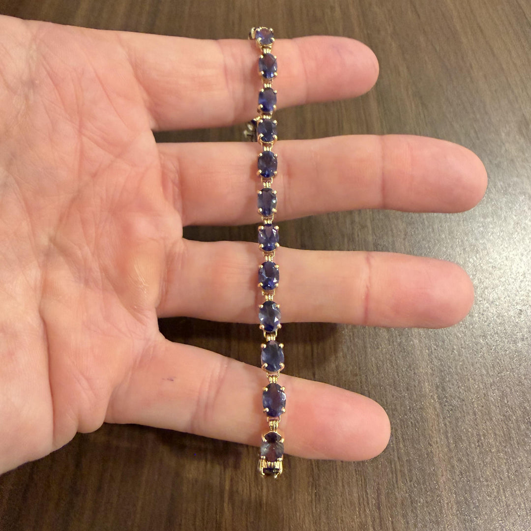 14k Yellow Gold 8.6g Oval Cut Ioliote Ladies Link Bracelet 7.25"