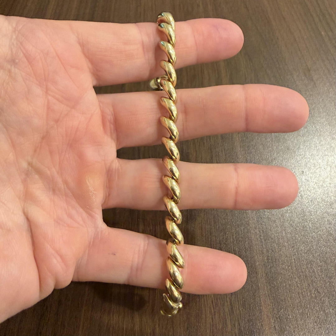 14k Yellow Gold 16.2g Ladies Polished 6.5mm San Marco Link Bracelet Italy 7.25"