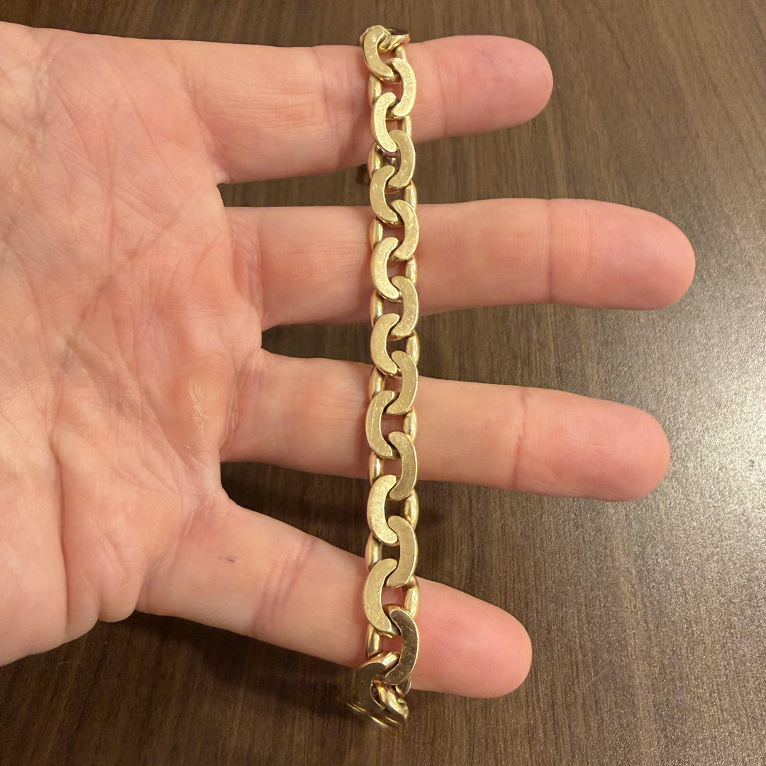 14k Yellow Gold 45.4g Solid Men's 9mm Vintage Curb Link Bracelet Italy 8.25"
