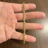 14k Yellow Gold 6.8g Pear Cut Peridot Ladies Link Bracelet 8"