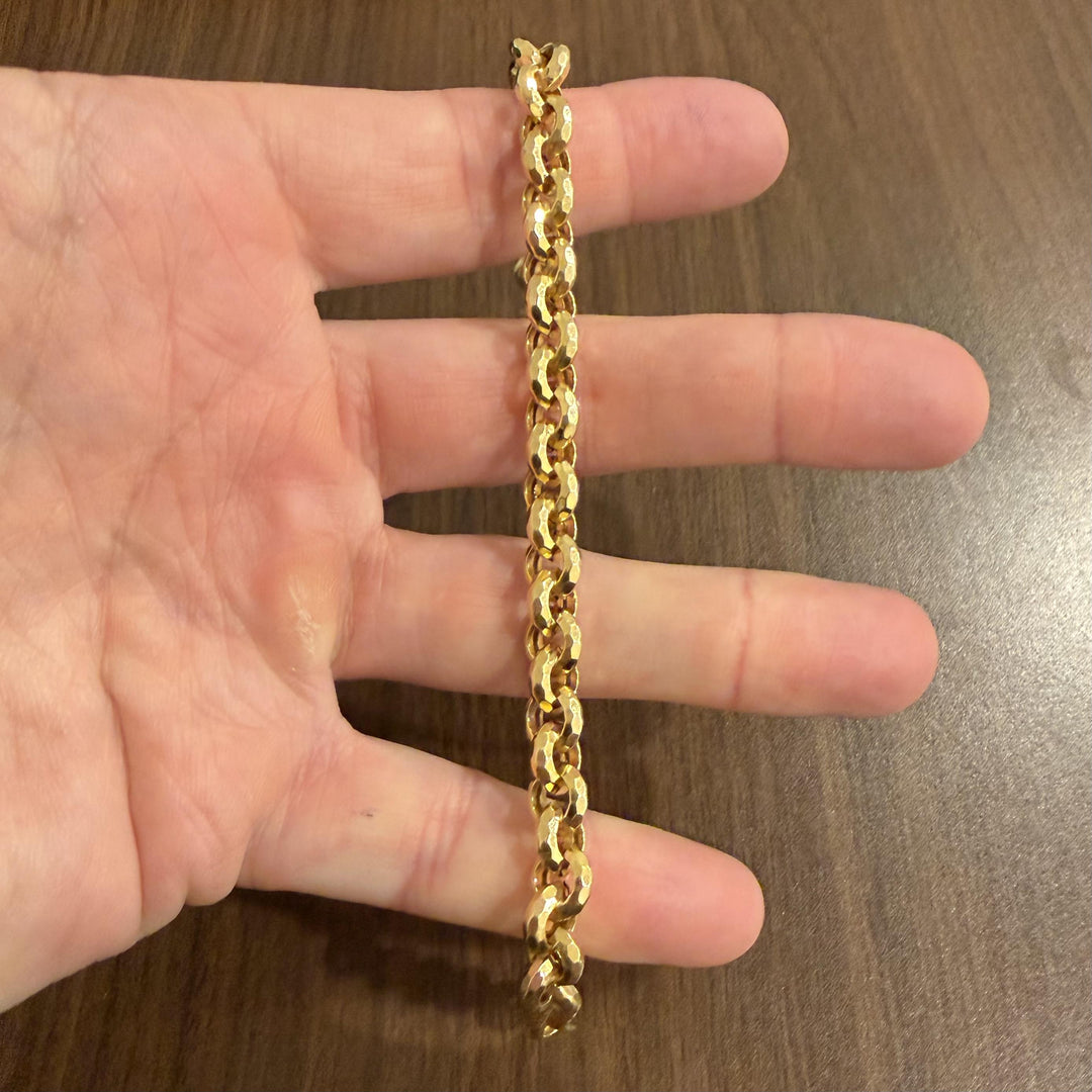 14k Yellow Gold 12.6g Ladies Faceted 8.5mm Rolo Link Bracelet 8"