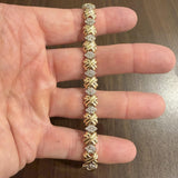 14k Yellow Gold and 1cttw Diamond Fancy X Link Bracelet 7.25"