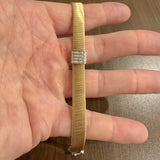 14k Yellow Gold and 0.15cttw Diamond Silky Wire Mesh Bracelet Italy 7.5"