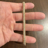 14k Yellow Gold and 2cttw Diamond 18g Solid Fancy Link Bracelet 7"