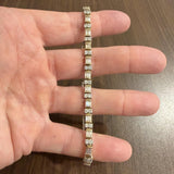 14k Two Tone Gold and 4cttw Round and Baguette Diamond Solid Link Bracelet 7.5"