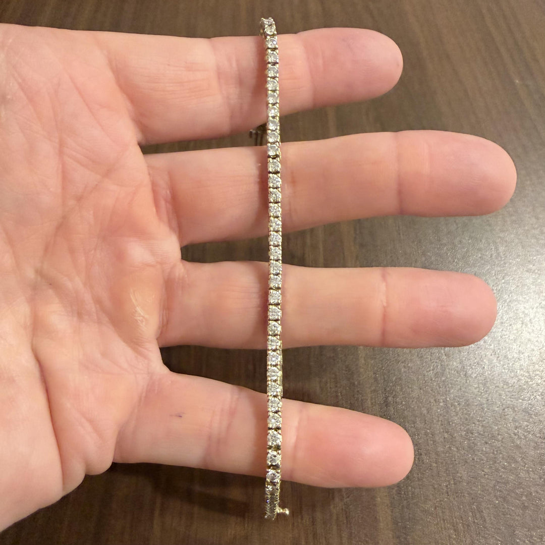 14k White Gold and 2.5cttw Diamond Solid Tennis Bracelet 7"