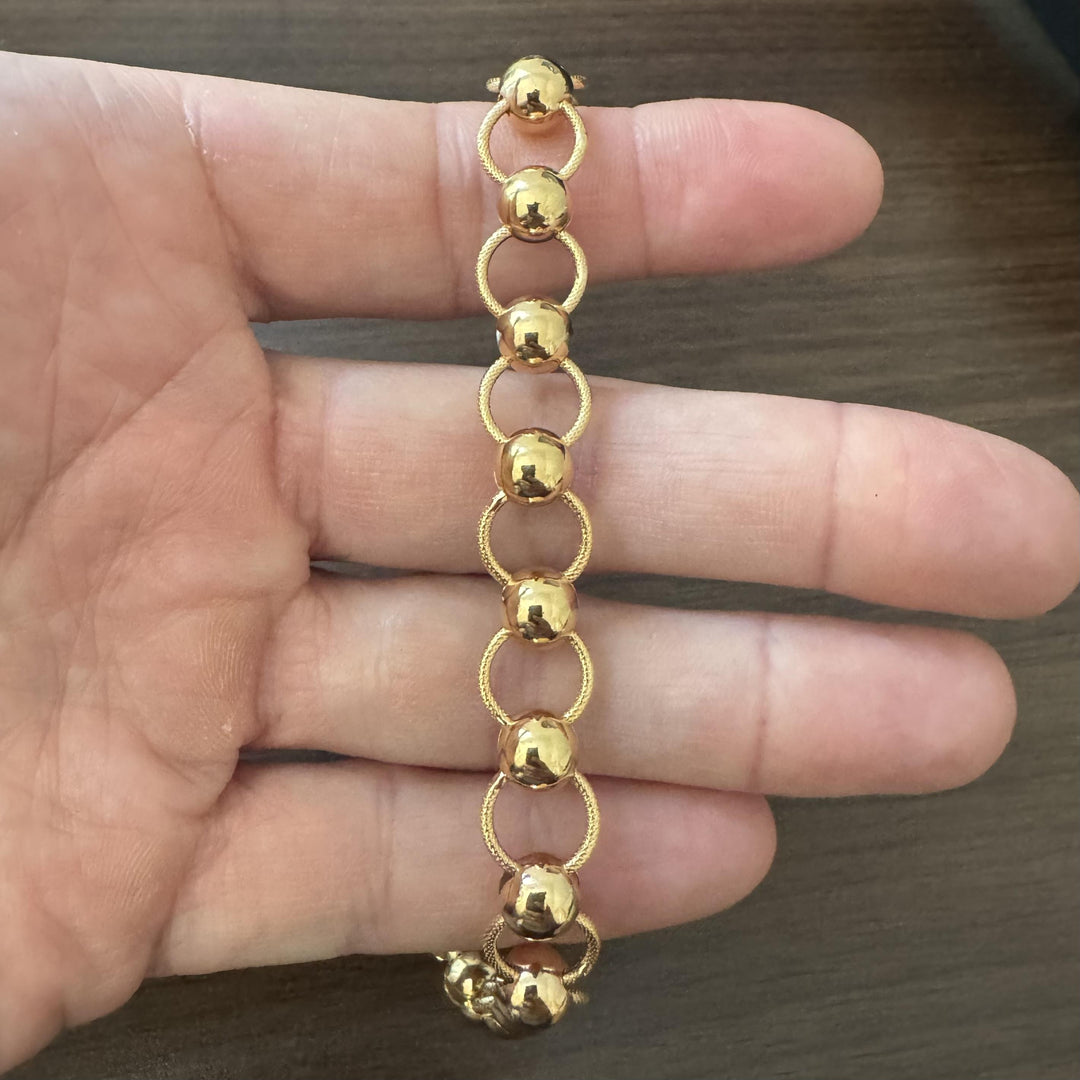 19k Portuguese Yellow Gold 15.7g Vintage Ladies Fancy Link Bracelet 8"