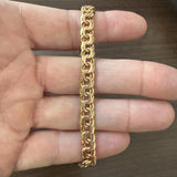 19k Portuguese Yellow Gold 25.5g Solid Double Curb Link Men's Bracelet 8.25"