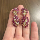 14k Yellow Gold 18cttw Ruby and 1cttw Diamond Large Heavy Drop Dangle Earrings