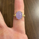 18k Yellow Gold 4.24ct Lavender Jade and Diamond Ladies Ring Size 6.5