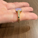 18k Yellow Gold 4.24ct Lavender Jade and Diamond Ladies Ring Size 6.5