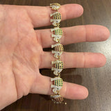 18k Yellow Gold Multi Gemstone and 3.60cttw Diamond Elephant Link Bracelet 7"