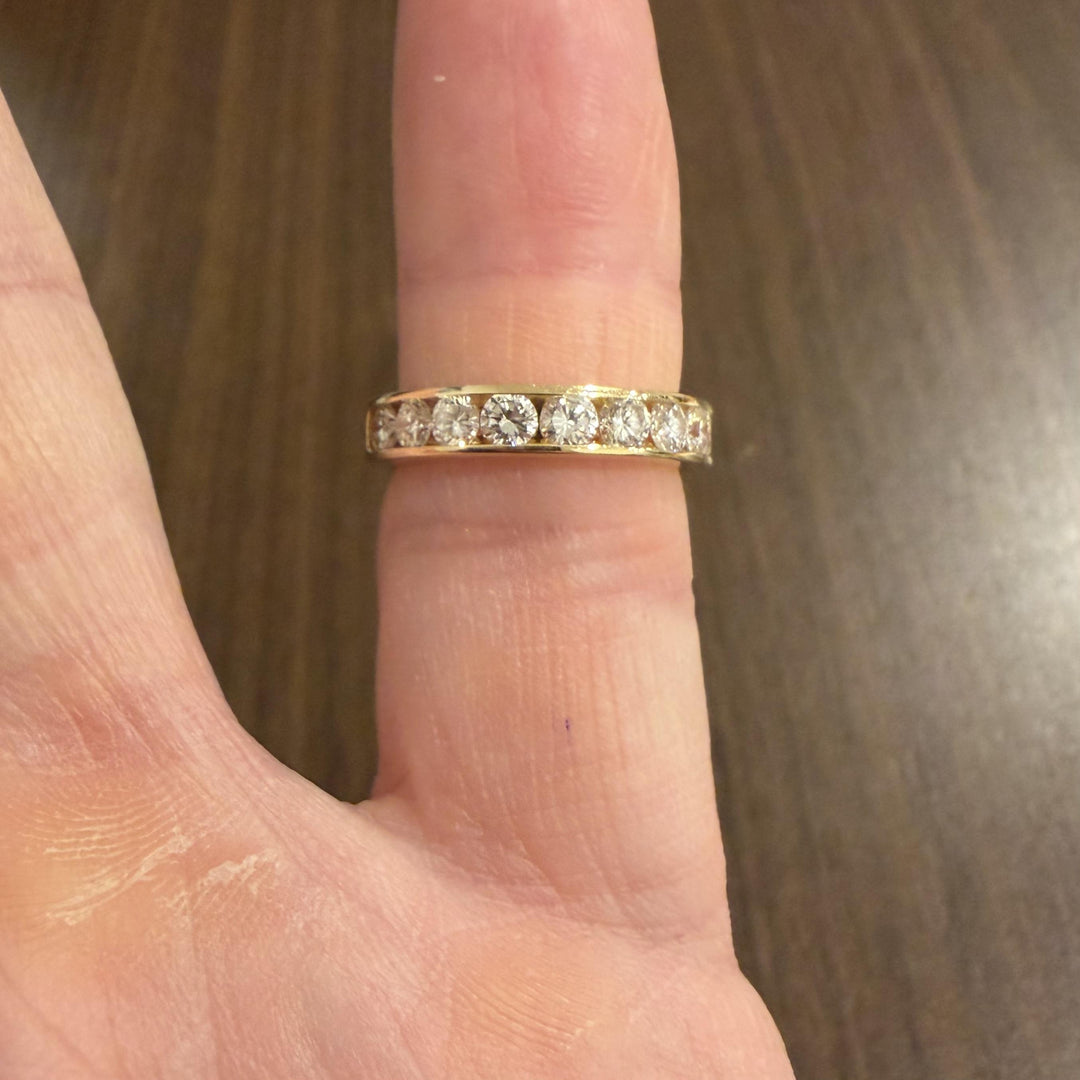 14k Yellow Gold and 1cttw Diamond Solid 4mm Half Eternity Band Ring Size 6