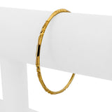 Pair of 22k Yellow Gold 25.2g Solid Fancy Slip On Small Bangle Bracelets 7"