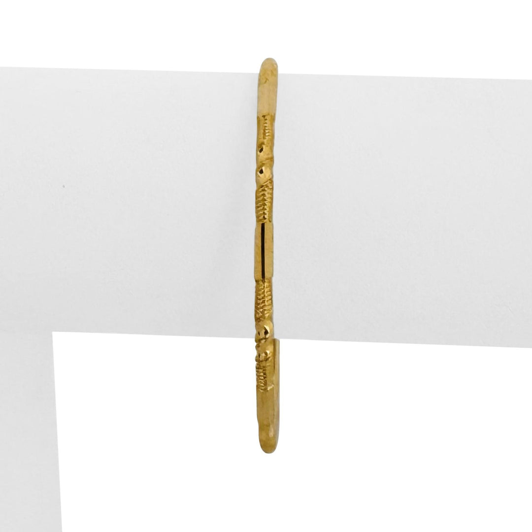 Pair of 22k Yellow Gold 25.2g Solid Fancy Slip On Small Bangle Bracelets 7"