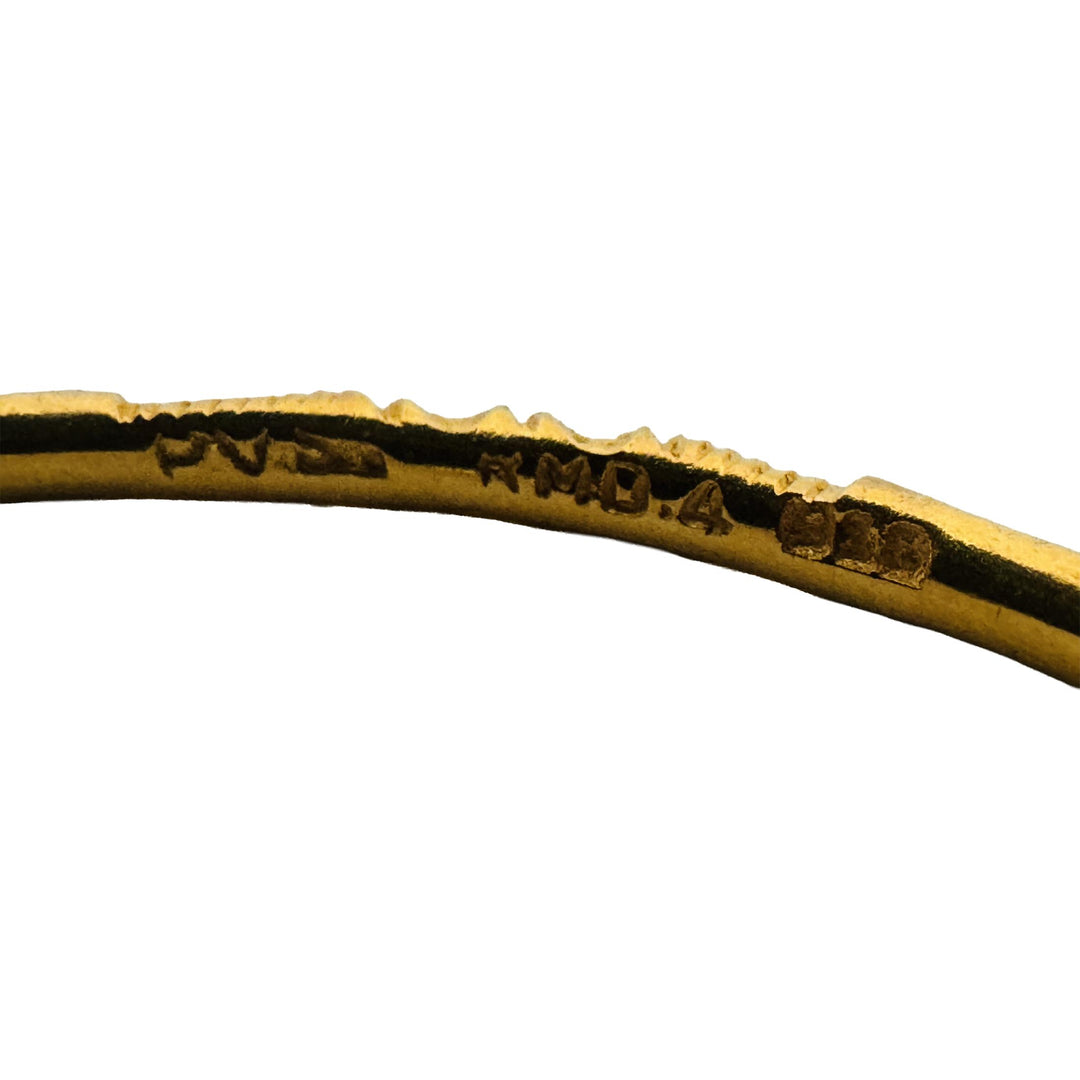 Pair of 22k Yellow Gold 25.2g Solid Fancy Slip On Small Bangle Bracelets 7"