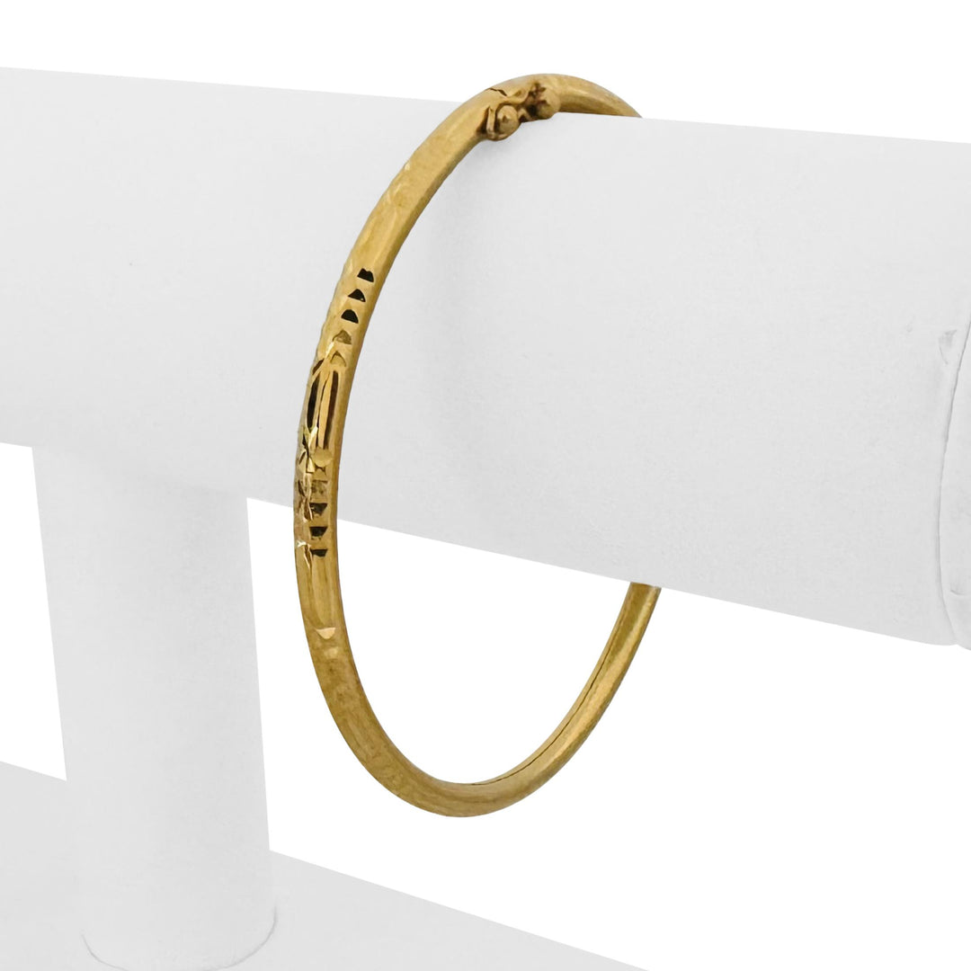 22k Yellow Gold 14g Diamond Cut 3.5mm Bangle Bracelet 7.85"