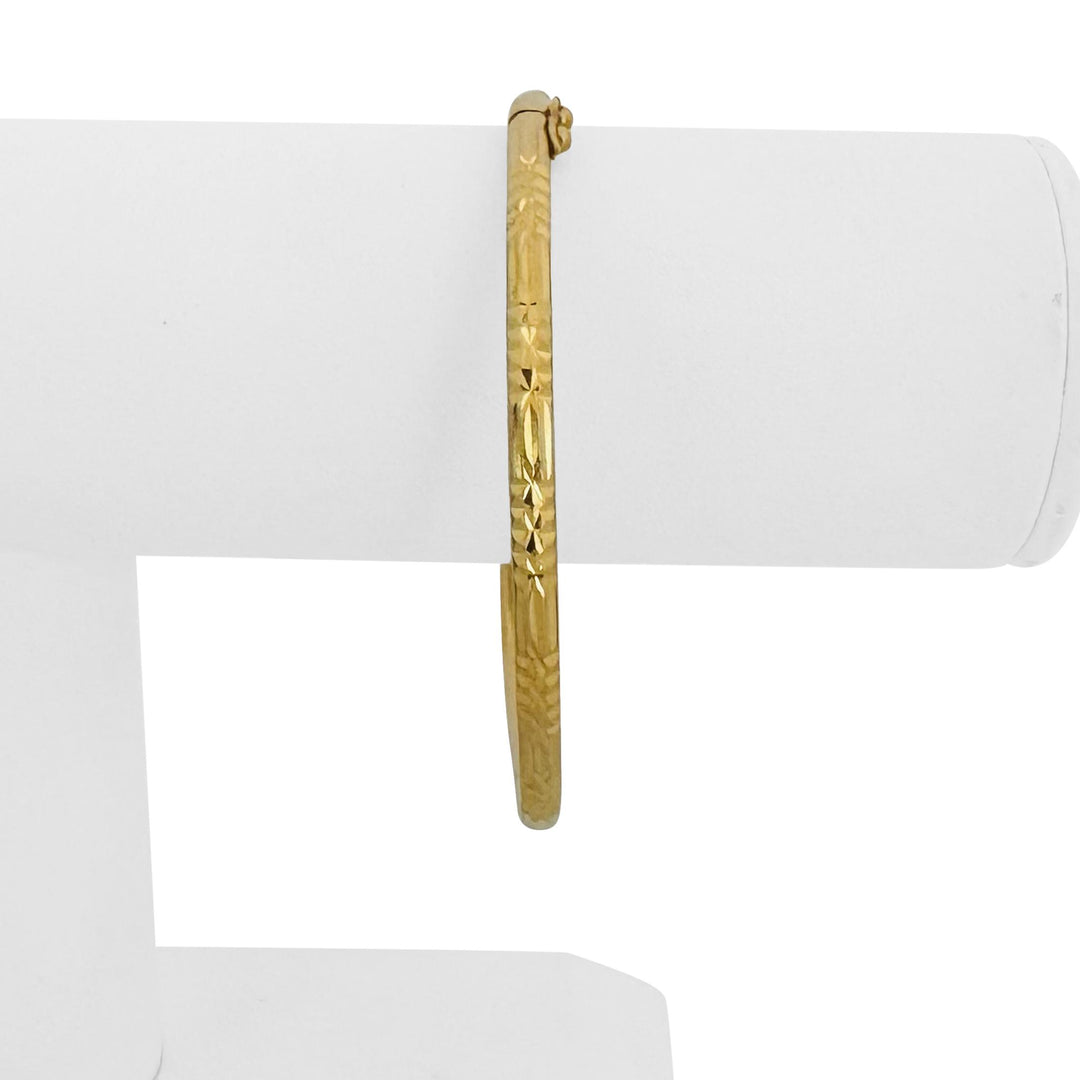 22k Yellow Gold 14g Diamond Cut 3.5mm Bangle Bracelet 7.85"