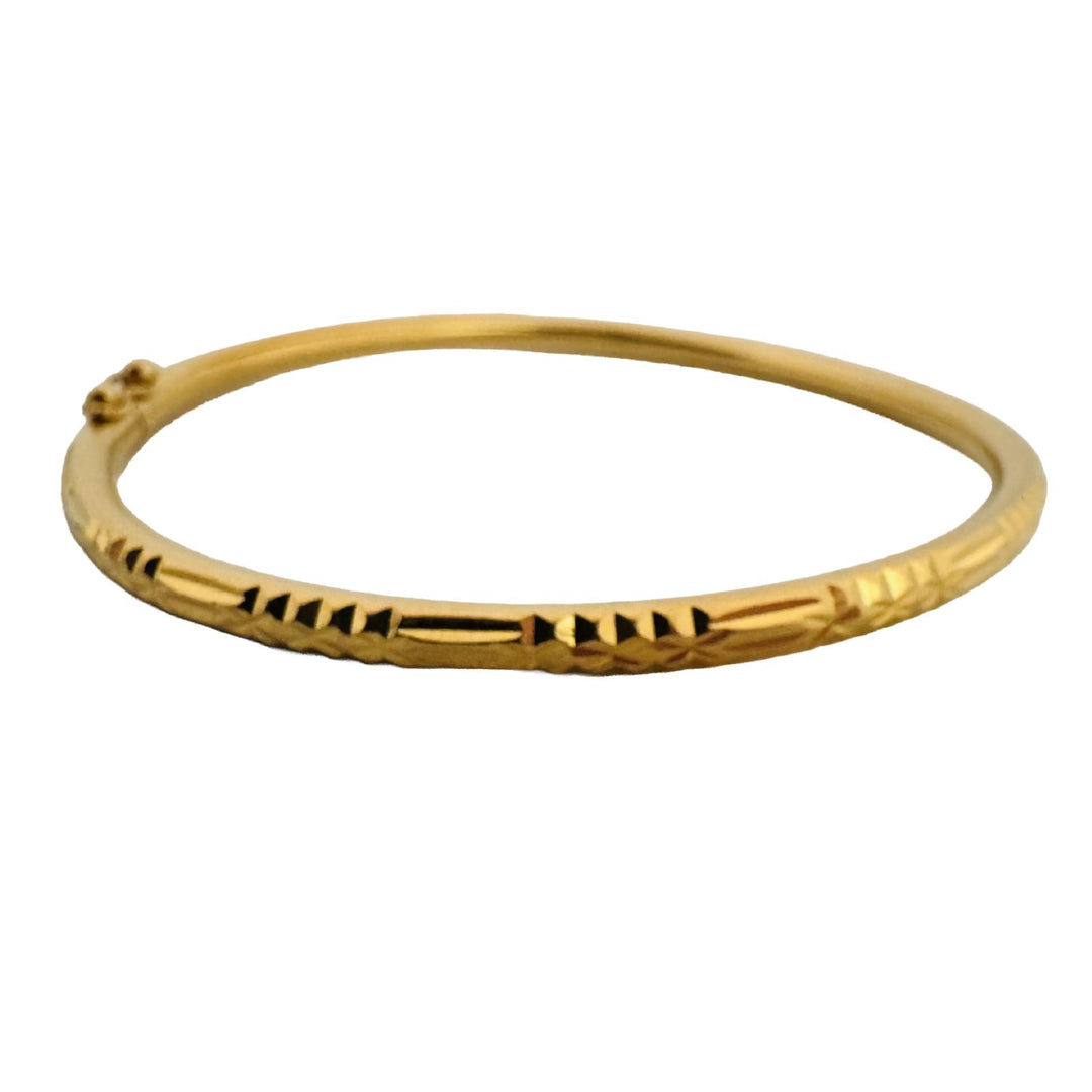 22k Yellow Gold 14g Diamond Cut 3.5mm Bangle Bracelet 7.85"