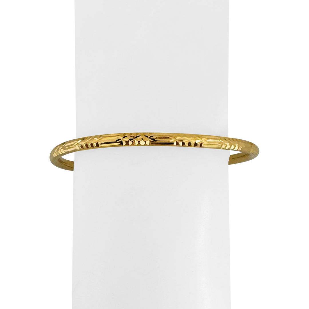 22k Yellow Gold 14g Diamond Cut 3.5mm Bangle Bracelet 7.85"