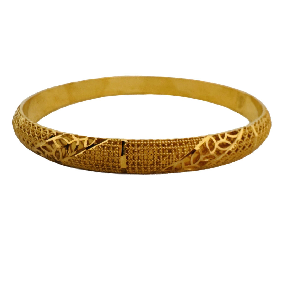 21k Yellow Gold 17g Fancy Beaded 8mm Large Bangle Bracelet 8.5"
