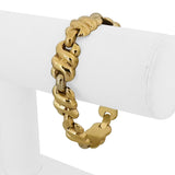 19k Portuguese Yellow and White Gold 25.5g Vintage Fancy Link Bracelet 7.25"