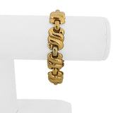 19k Portuguese Yellow and White Gold 25.5g Vintage Fancy Link Bracelet 7.25"
