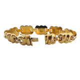 19k Portuguese Yellow and White Gold 25.5g Vintage Fancy Link Bracelet 7.25"