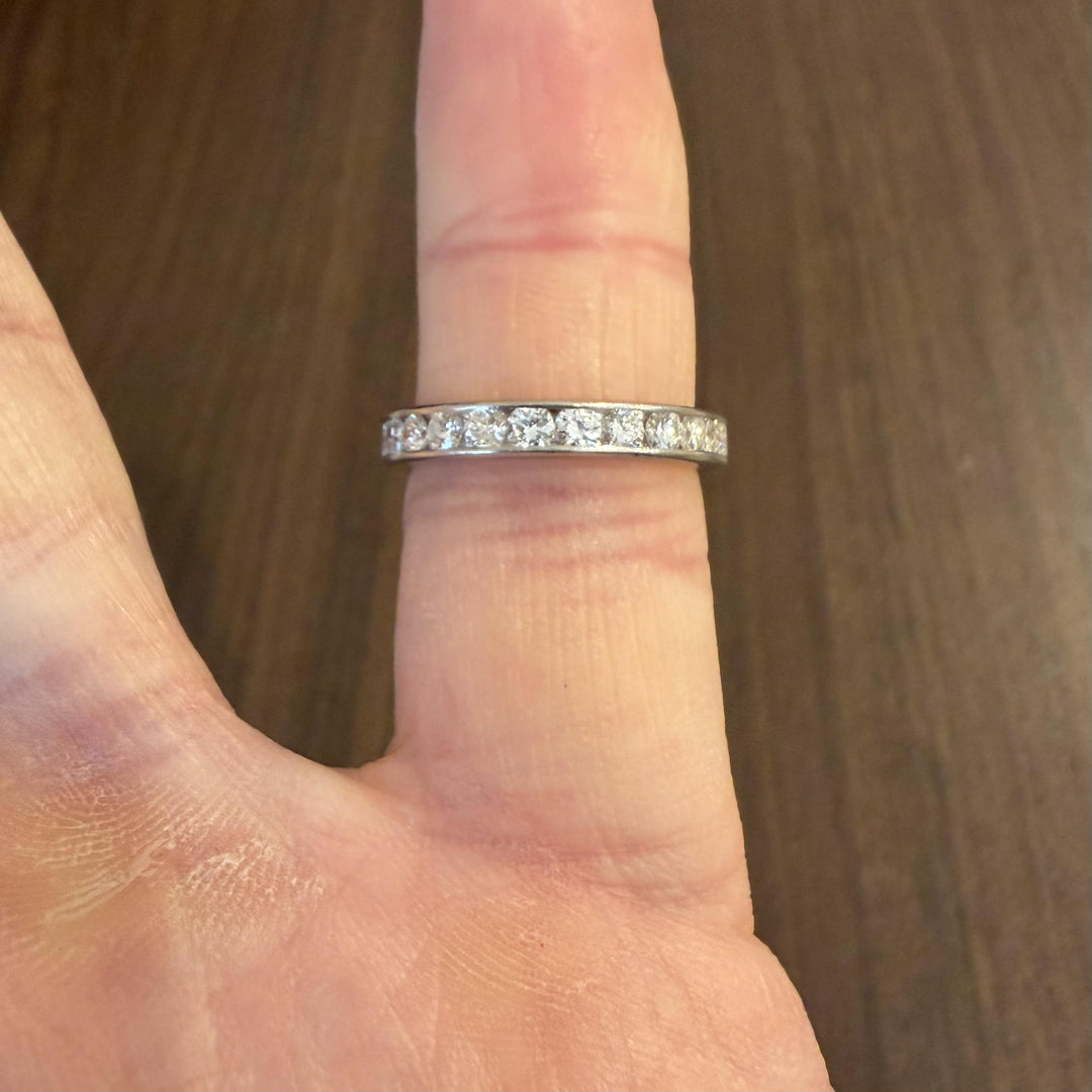Platinum and 1.50cttw Diamond 3.5mm Eternity Band Ring Size 6.75