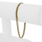 18k Yellow Gold 3.5g Hollow Light 4.5mm Fancy Curb Link Bracelet Italy 8"