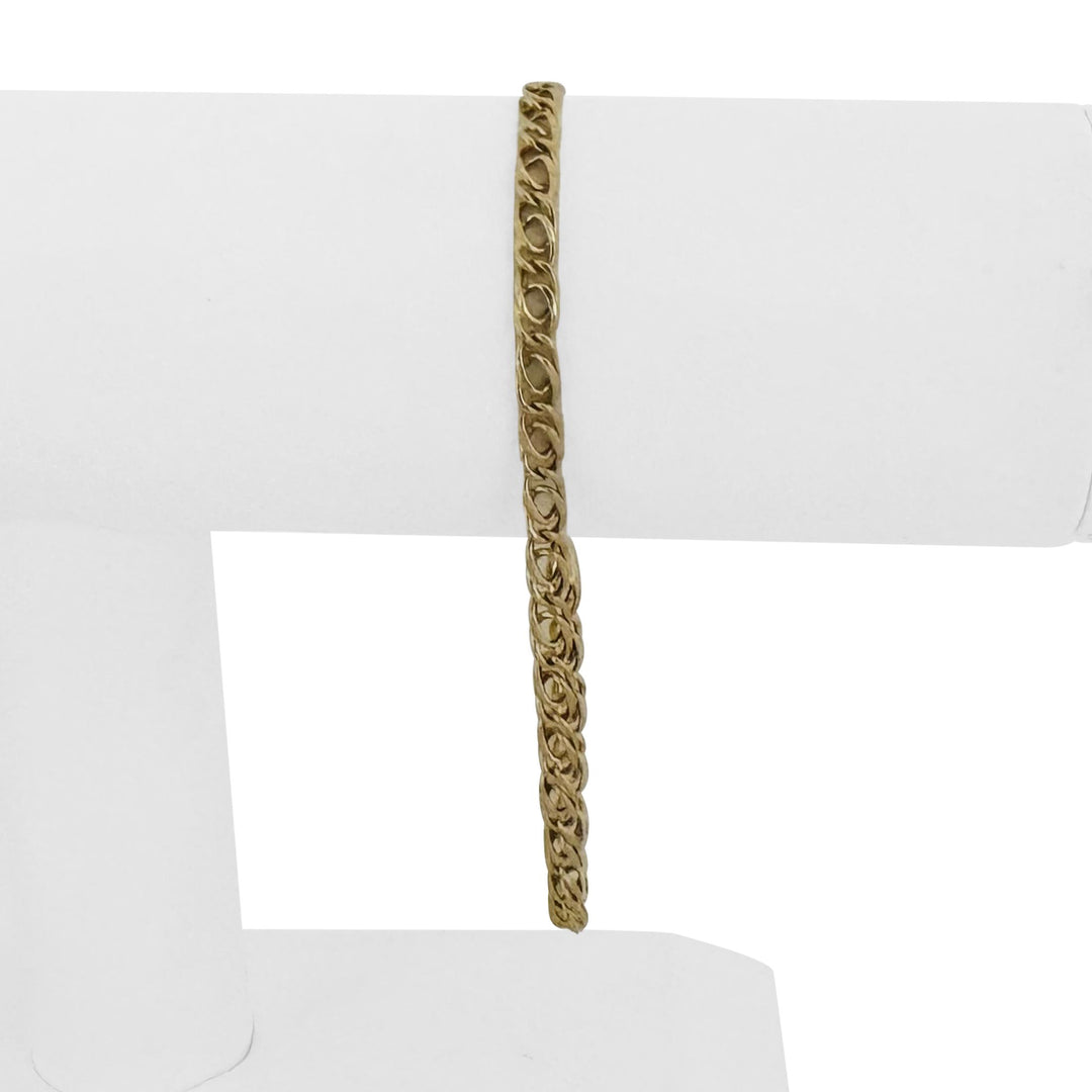 18k Yellow Gold 3.5g Hollow Light 4.5mm Fancy Curb Link Bracelet Italy 8"