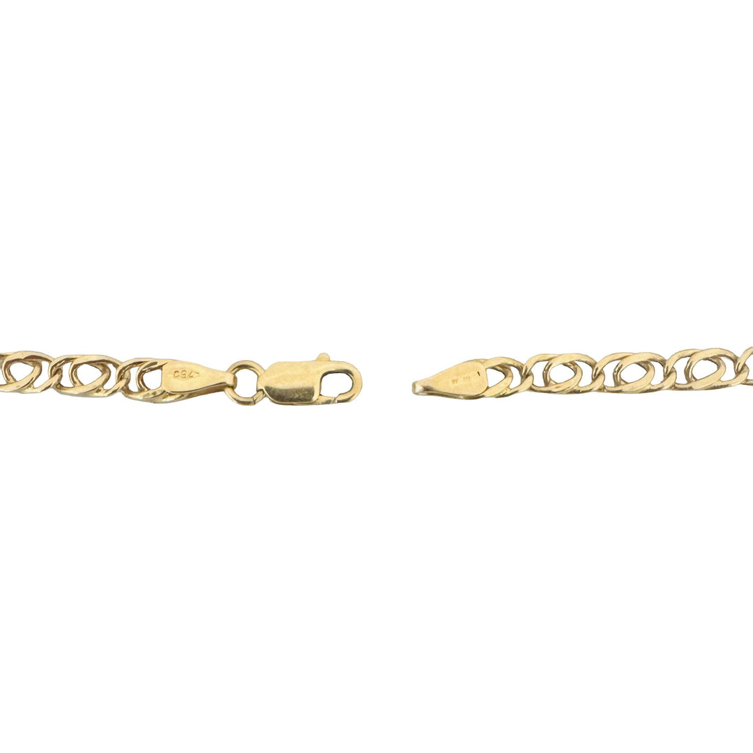 18k Yellow Gold 3.5g Hollow Light 4.5mm Fancy Curb Link Bracelet Italy 8"