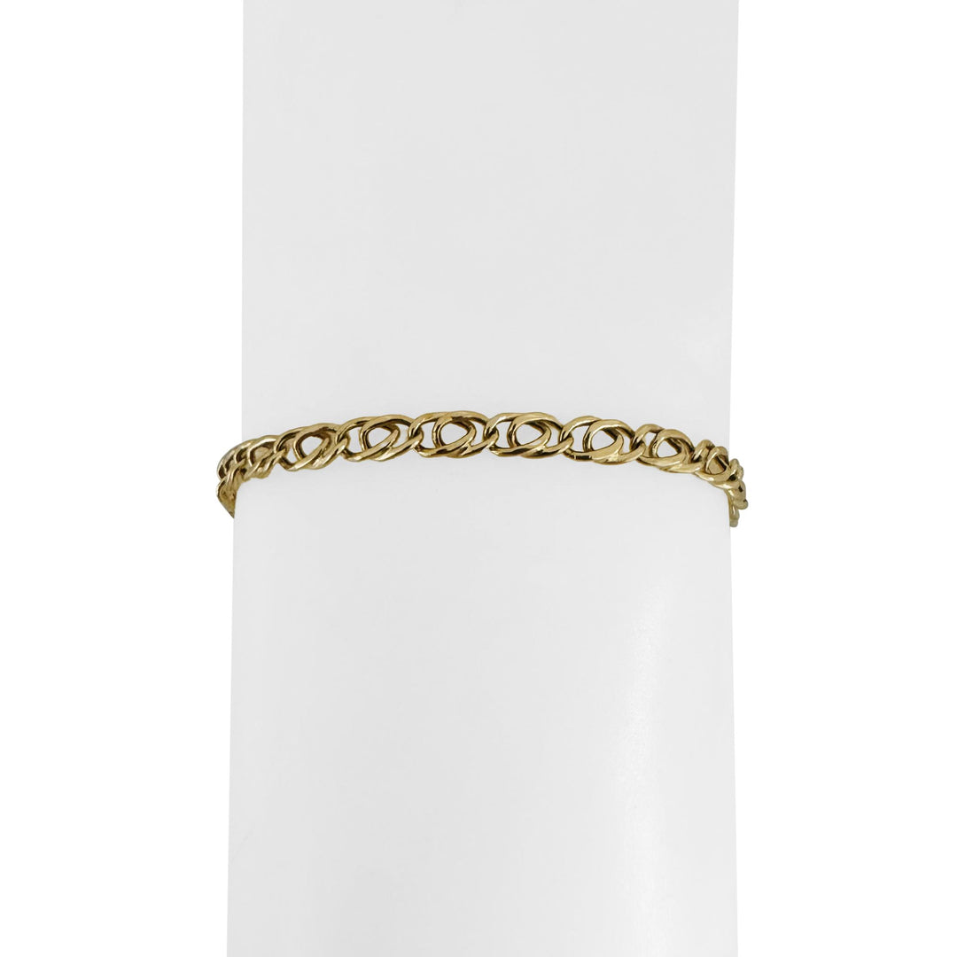 18k Yellow Gold 3.5g Hollow Light 4.5mm Fancy Curb Link Bracelet Italy 8"