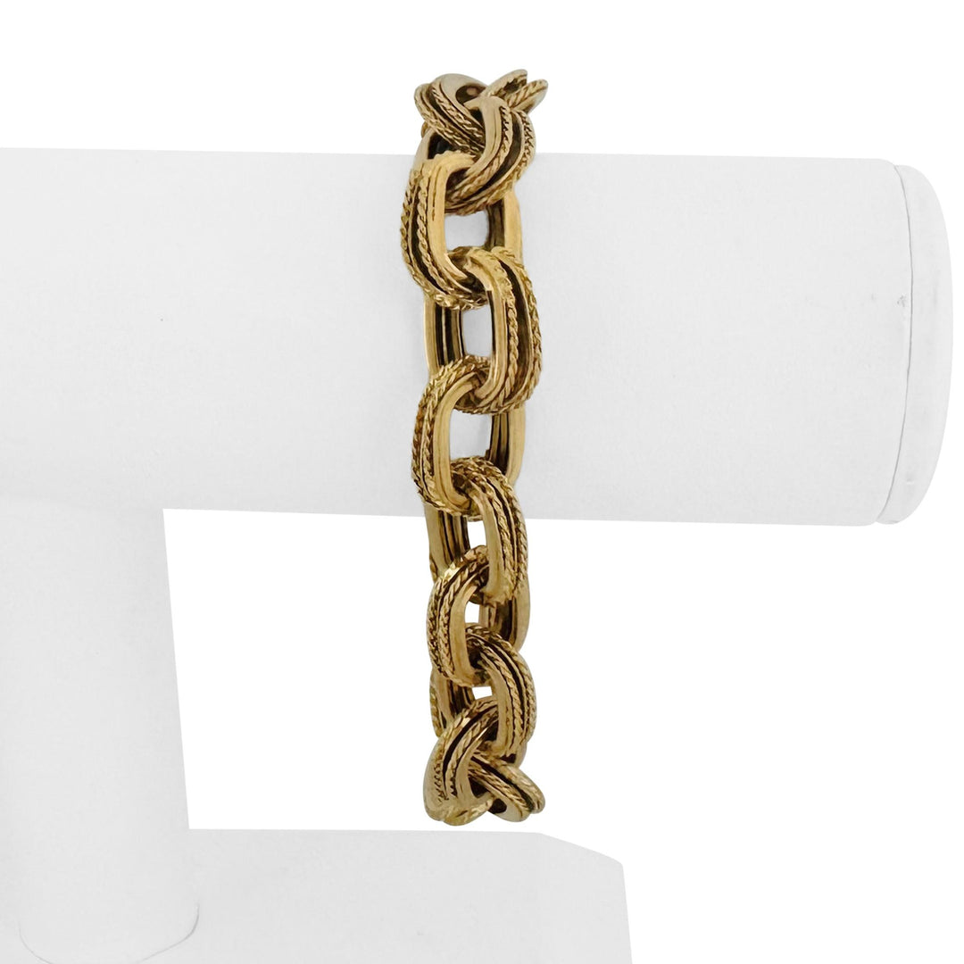 18k Yellow Gold 39.2g Vintage Heavy 12.5mm Oval Cable Link Bracelet Italy 8.5"