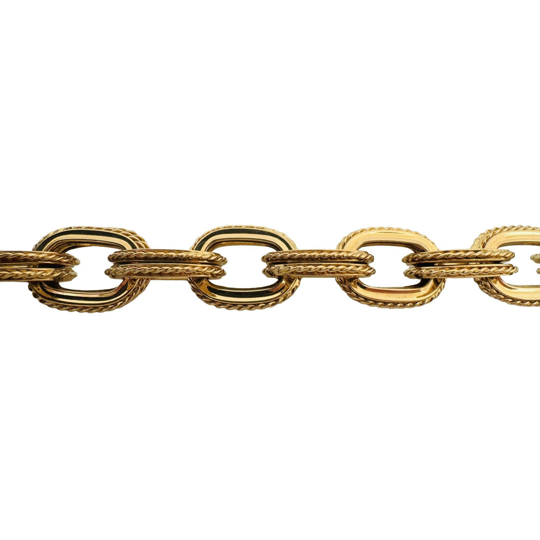 18k Yellow Gold 39.2g Vintage Heavy 12.5mm Oval Cable Link Bracelet Italy 8.5"