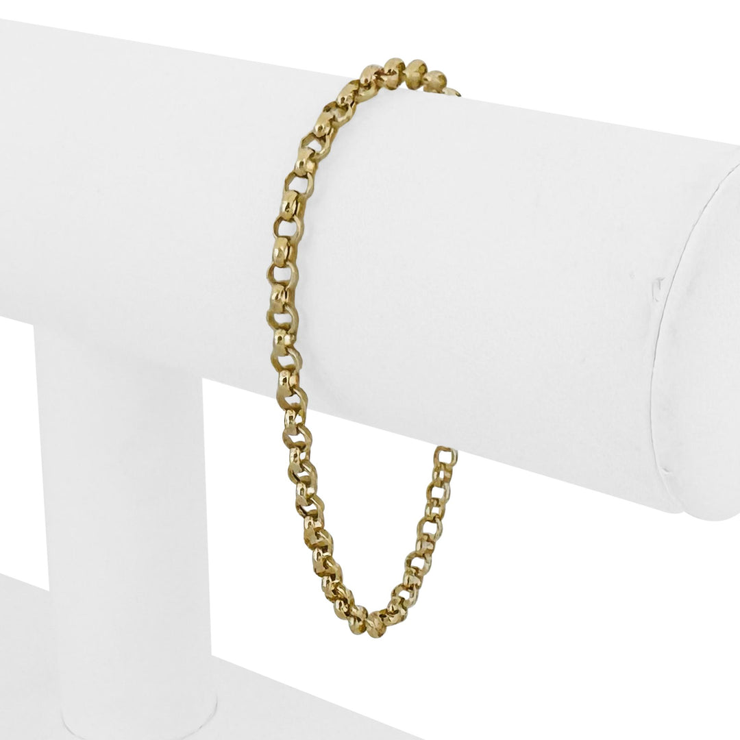 18k Yellow Gold 3.1g Hollow Light Milor 3.5mm Rolo Link Bracelet Italy 7"