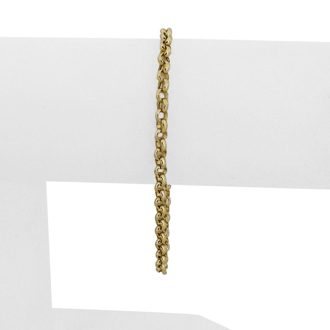 18k Yellow Gold 3.1g Hollow Light Milor 3.5mm Rolo Link Bracelet Italy 7"