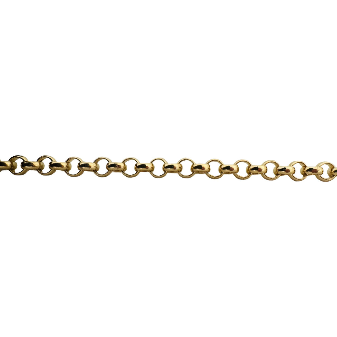 18k Yellow Gold 3.1g Hollow Light Milor 3.5mm Rolo Link Bracelet Italy 7"