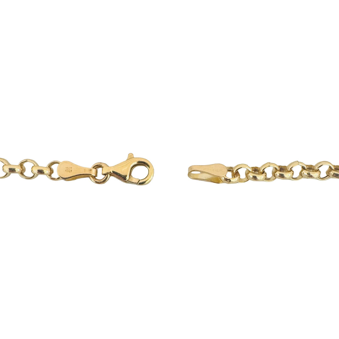 18k Yellow Gold 3.1g Hollow Light Milor 3.5mm Rolo Link Bracelet Italy 7"