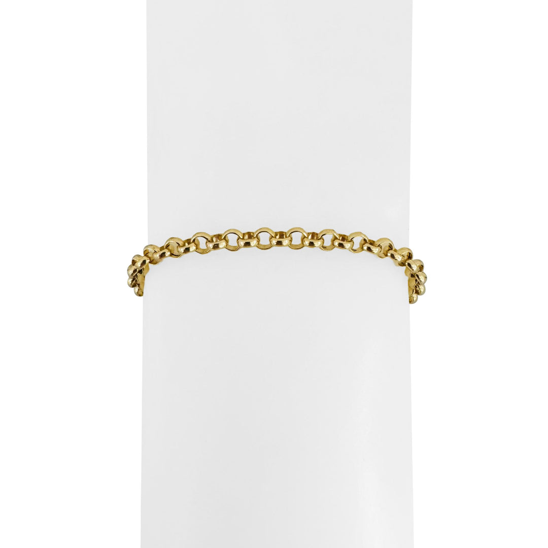 18k Yellow Gold 3.1g Hollow Light Milor 3.5mm Rolo Link Bracelet Italy 7"