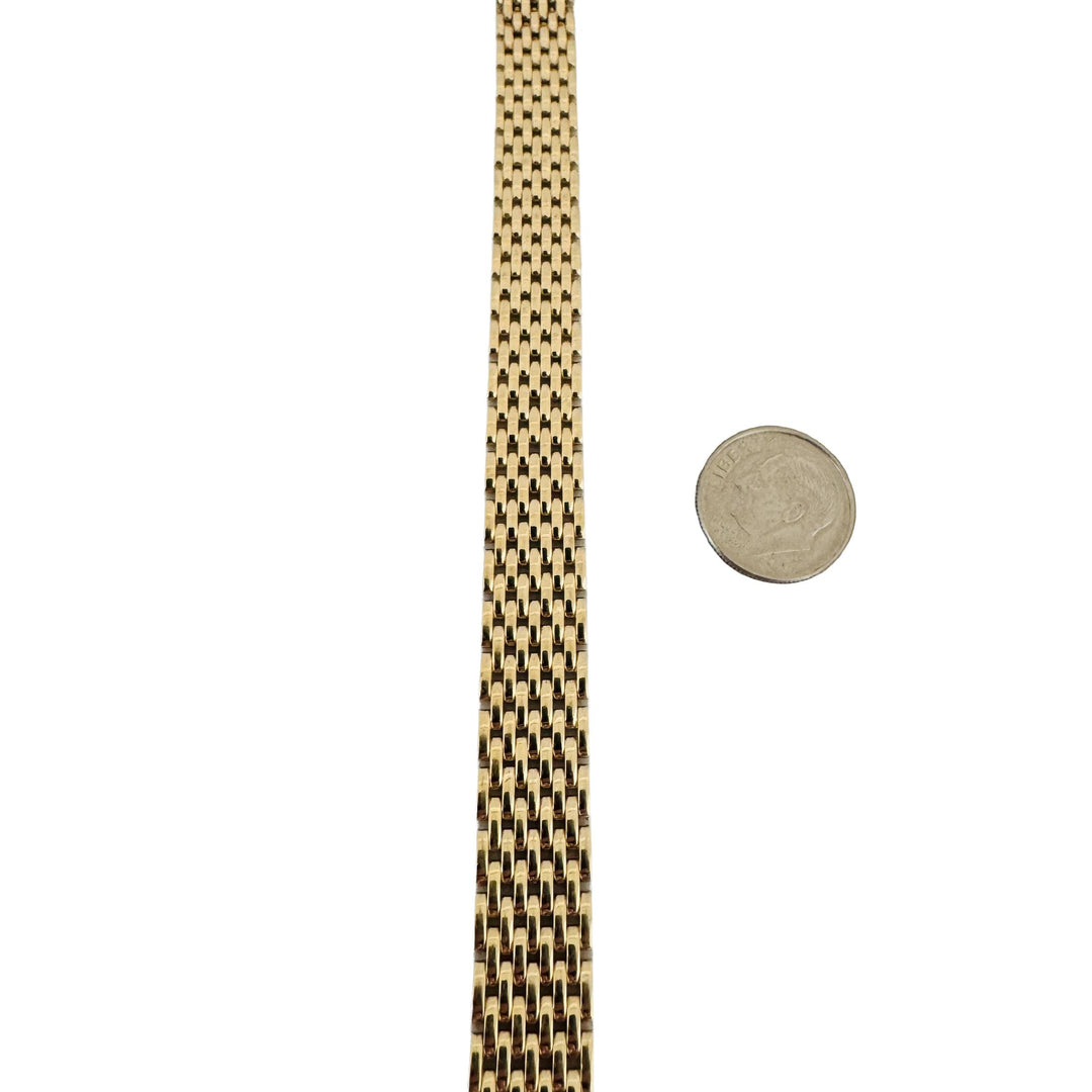 14k Yellow Gold 20g Polished Ladies 11mm Brick Link Mesh Bracelet Italy 7"