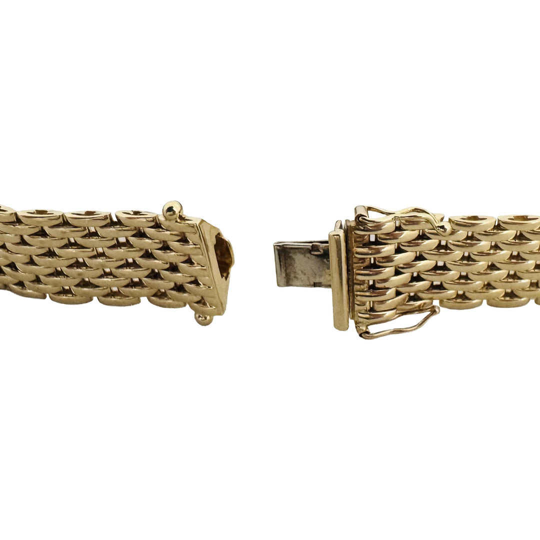14k Yellow Gold 20g Polished Ladies 11mm Brick Link Mesh Bracelet Italy 7"