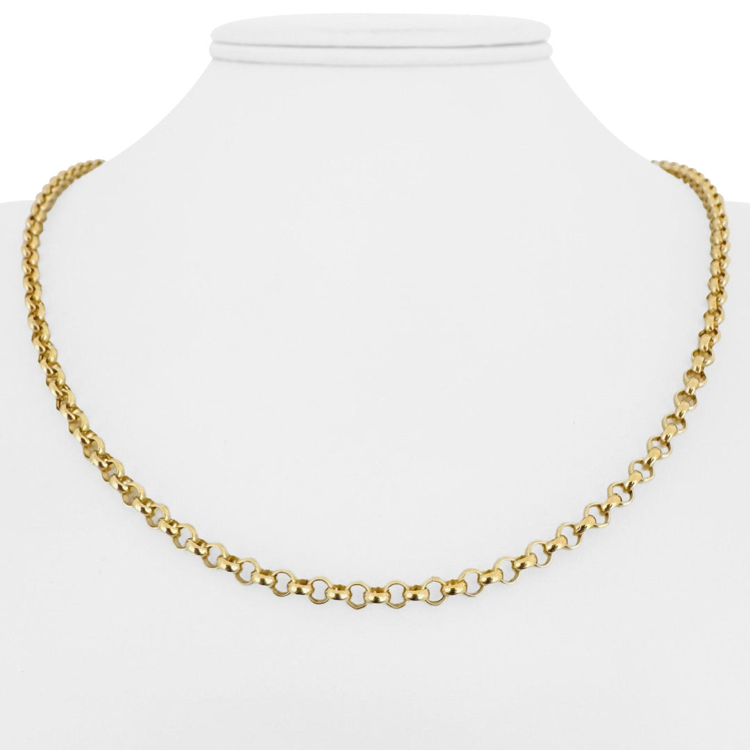 18k Yellow Gold 7g Hollow Light 3.5mm Rolo Link Chain Necklace Italy 20"