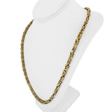18k Yellow and White Gold 28.4g Hollow 6mm Squared Byzantine Link Necklace 26"