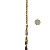 18k Yellow and White Gold 28.4g Hollow 6mm Squared Byzantine Link Necklace 26"
