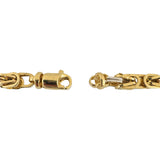 18k Yellow and White Gold 28.4g Hollow 6mm Squared Byzantine Link Necklace 26"