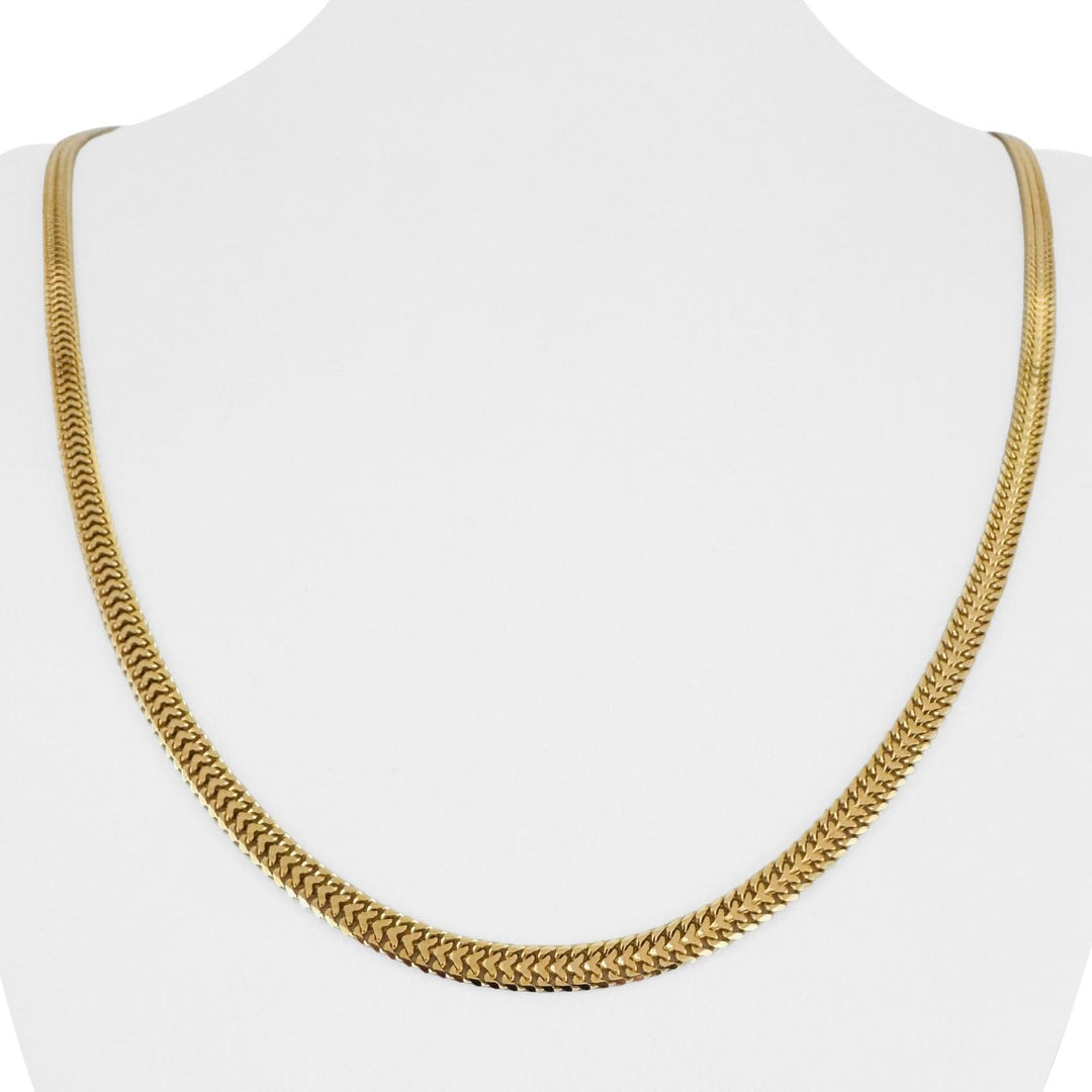 18k Yellow Gold 17g Solid Flat 4mm Fancy Mesh Link Necklace 23.5"